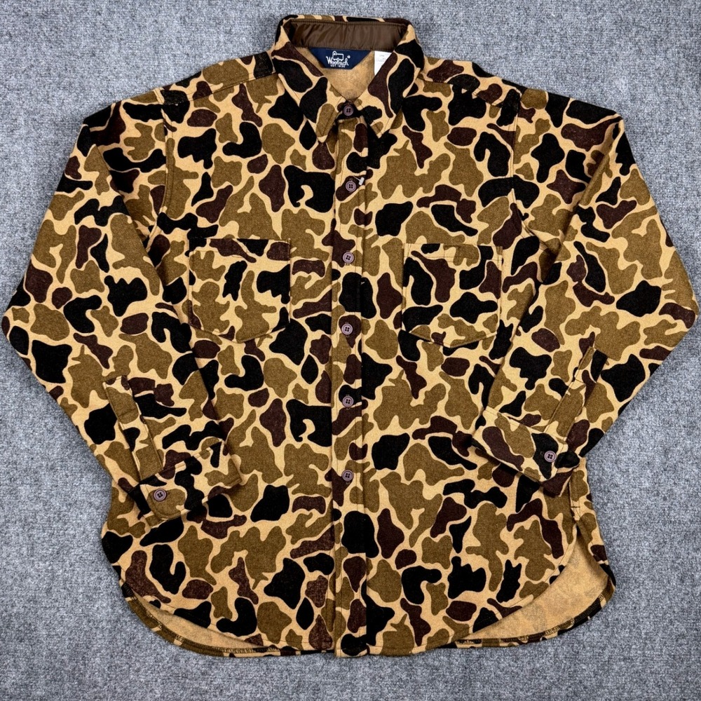 NWOT Vintage Woolrich Duck Camo 100% Pure Wool Shirt Jacket XL USA Made Hunting